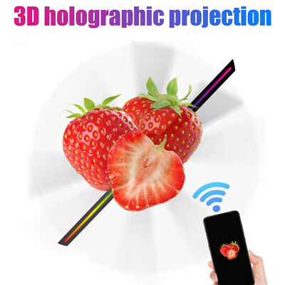 3D 1080P LED Holographic Fan Hologram Fan Projector Light RGB Sign Bar w/Control