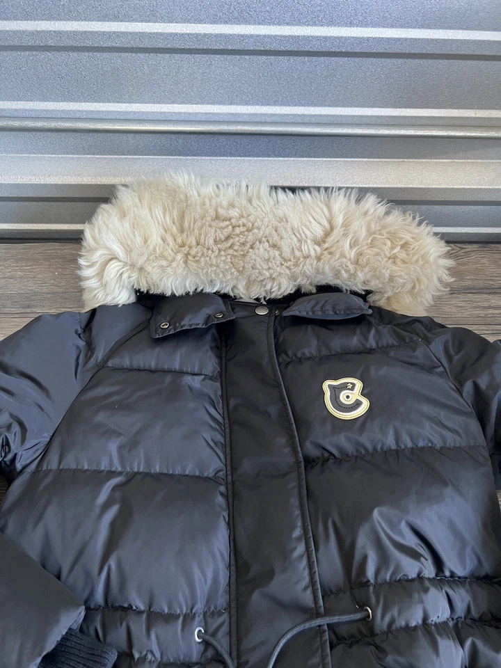 Abrigo chaqueta acolchada de plumón negro COACH para mujer talla 4 con capucha cordero ribete de piel de oveja Foto 2 de 4