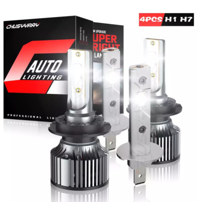 4x H1+H7 6000K Combo LED Headlight High Low Beam Bulbs Conversion Kit White