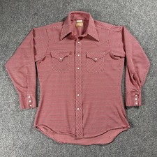 VINTAGE Ely Plains Rider Western Pearl Snap Shirt Size Medium 15.5 Jacquard Knit