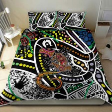 Indigenous Lizard Pattern Dot Art Bedding Set Duna Down Duvet Cover King