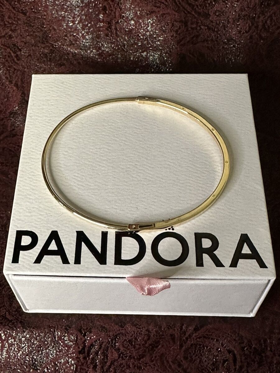Pandora Signature Solid 14k Gold I-D Bangle 552227C00 With Pandora Signature Solid 14k Gold I-D Bangle 552227C00 With
