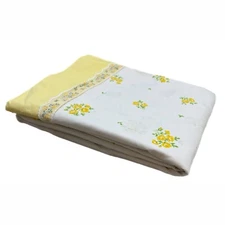 Vintage Lady Pepperell Twin Flat Sheet Yellow Flowers Floral Lace Cottage Core