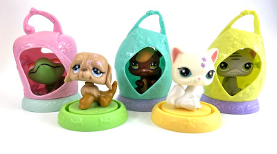 2009 Hasbro Littlest Pet Shop Frog Cat Squirrel Dog Cat McDonald's 5 Toys LPS