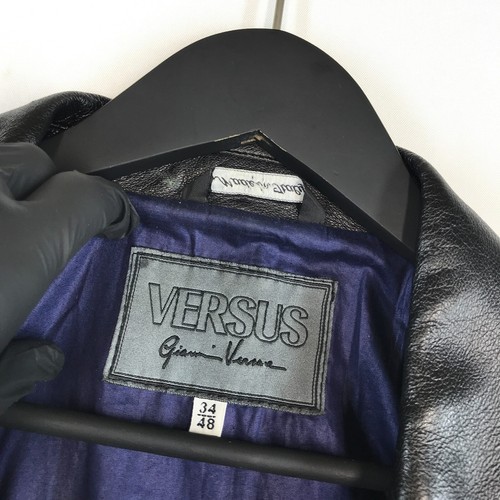 VTG Men's Gianni Versace Versus Leather Black Jacket Coat Blazer Italy 34/48 - Picture 17 of 21