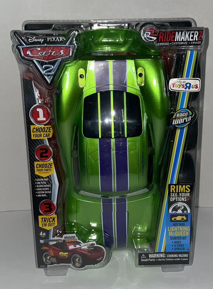 Disney Pixar Cars 2 Hot Rod Lightning McQueen RideMakerz Green Exclusive  New