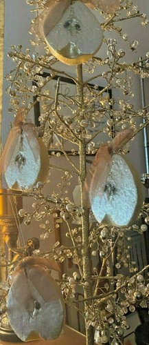 set of 4 half PEAR glass Christmas ornaments 3.5x3inches striking& sophisticated - Picture 5 of 12