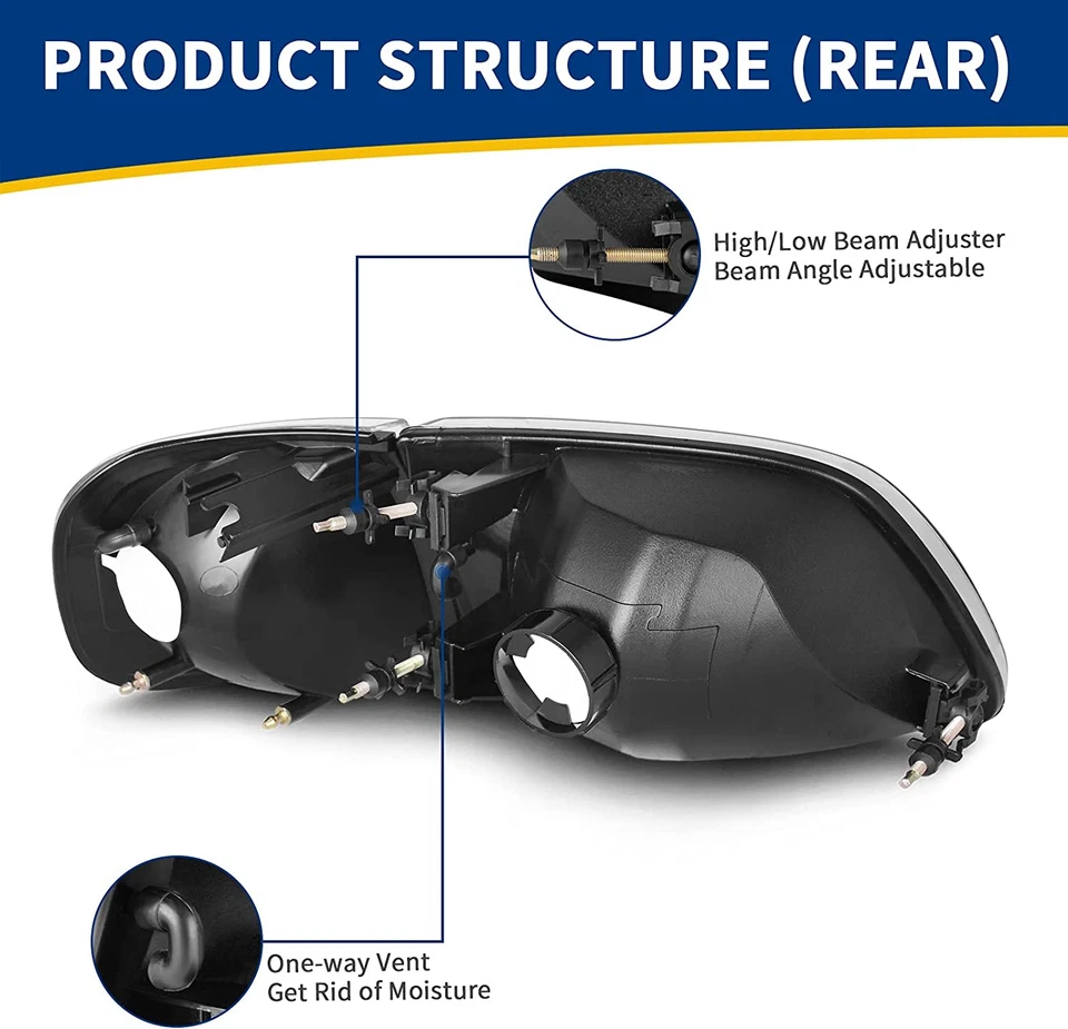 Par de faros cromados con esquina transparente para Ford F150/97-02 Expedition 1997-2003 Foto 4 de 4