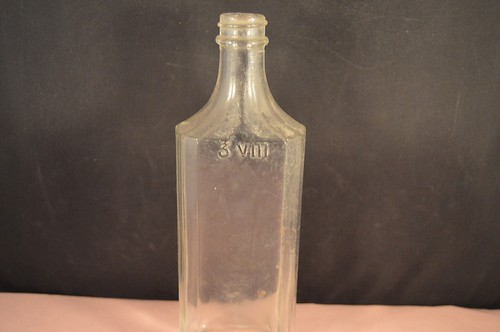 7 1/2" MEDICINE Vintage COLLECTIBLE BOTTLE "3 VIII" glass glassware VG+ - Picture 9 of 10