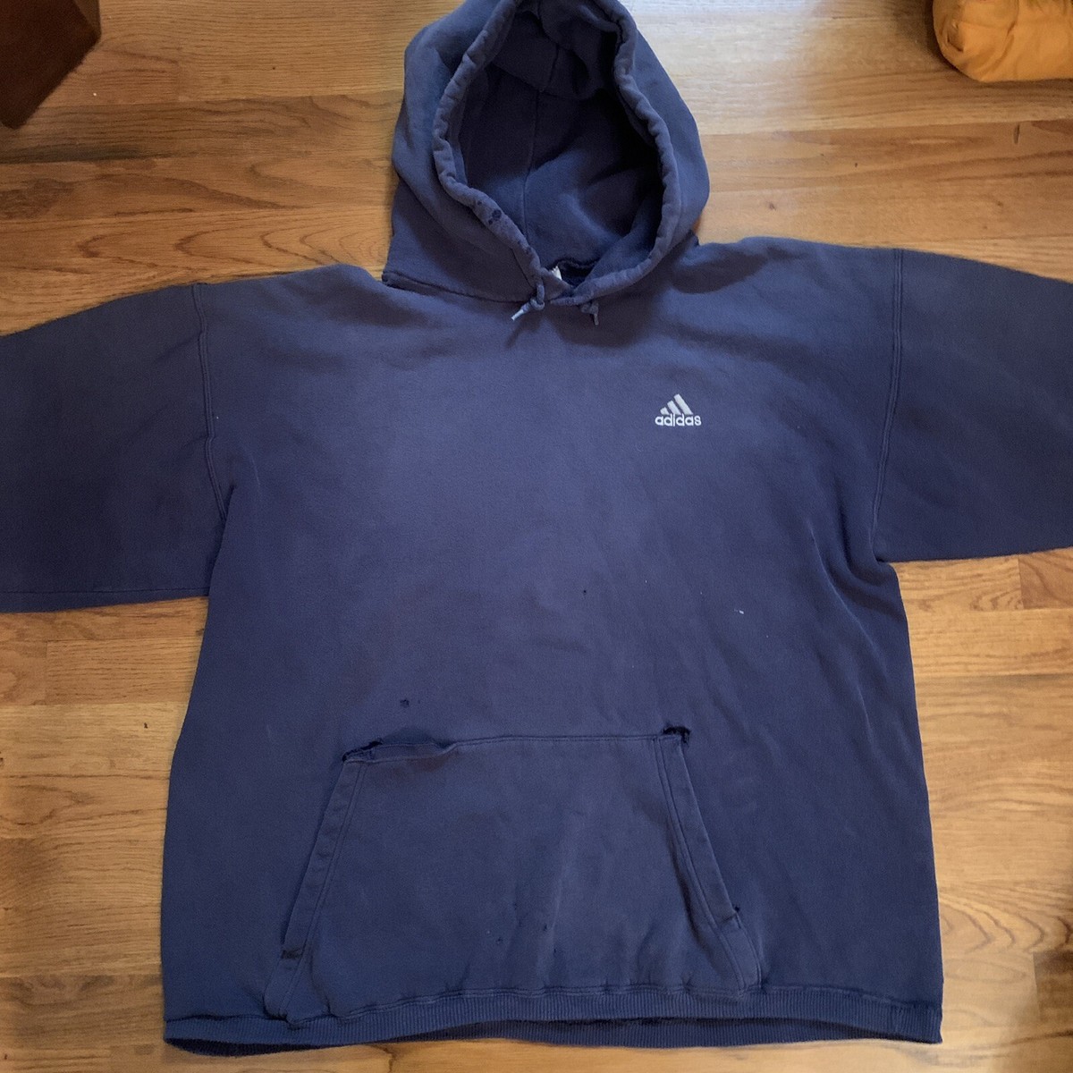 90s Adidas Hoodie グランジ パーカー サンフェード 短丈 Vtg Adidas Gradient Sun Fade Distressed Hoodie USA