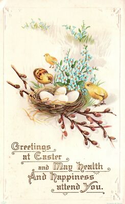 Greetings at Easter and May Health and Happiness Attend You Chicken Postcard
