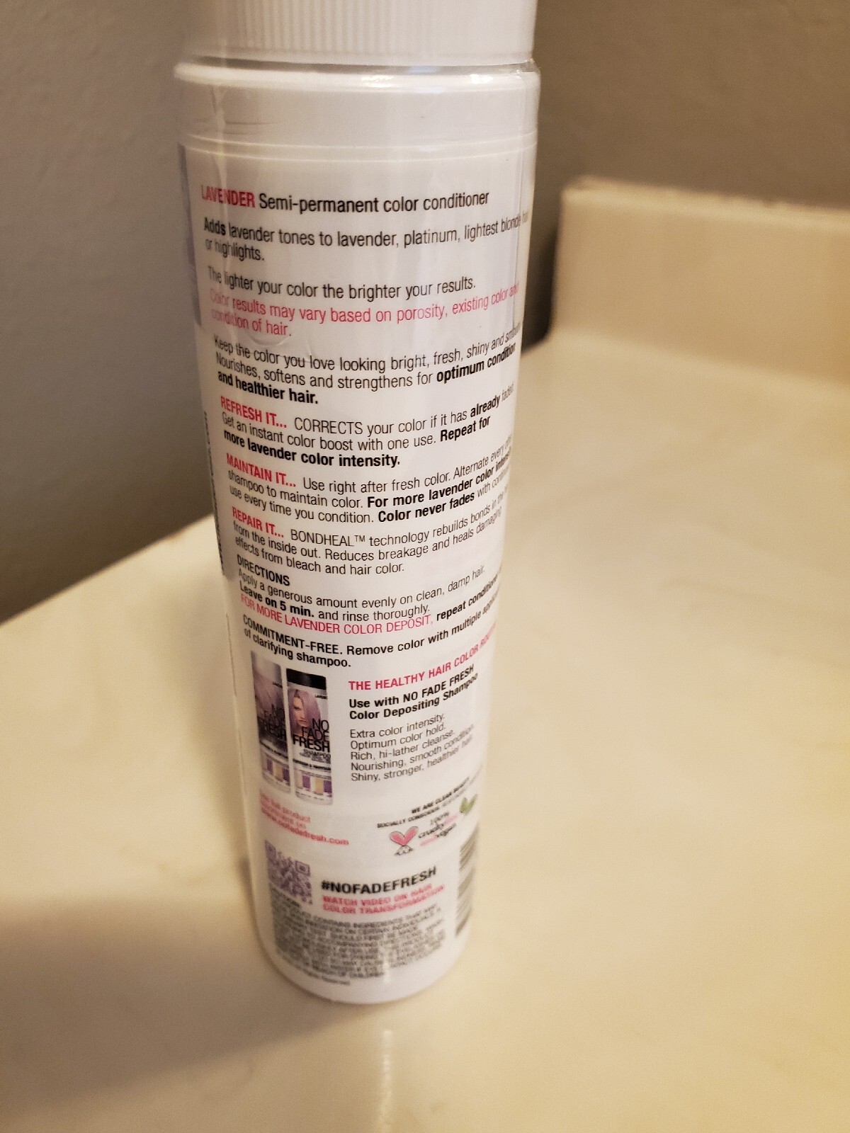 No Fade Fresh Lavender Color Deposit Conditioner, Bond Rebuilder Repair 6.4 oz
