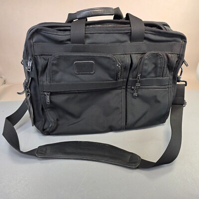 TUMI Alpha Expandable Organizer Laptop Briefcase Black 2621D3 Ballistic Nylon