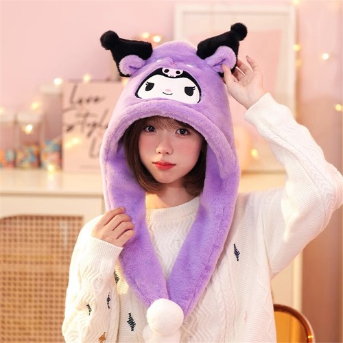 My Melody Kuromi Cinnamoroll Pochacco Plush Hat Winter Ear Protection Hats Cap - Picture 6 of 18