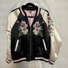 Love + Harmony Size S Small Black Pink Long Sleeve Jacket Reversible 100% Poly