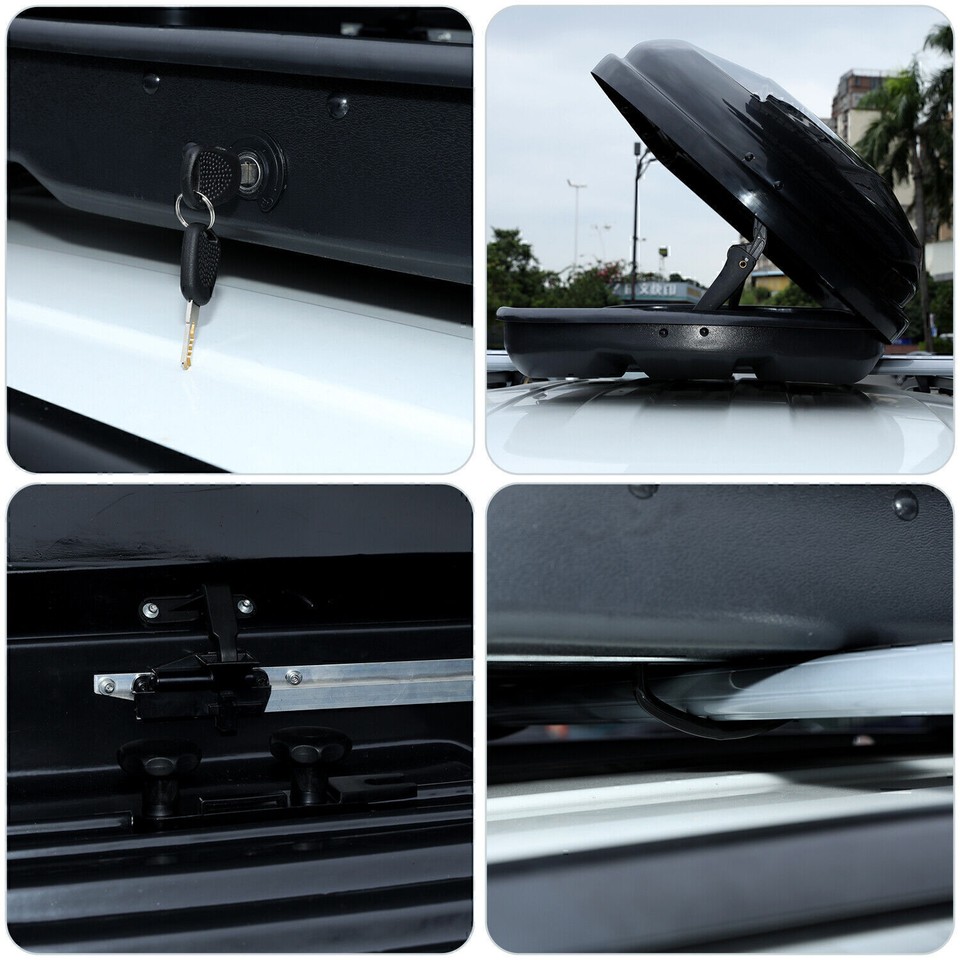 Car Roof Box 320 litre Hard Top Plastic Gloss Black Camping Travel