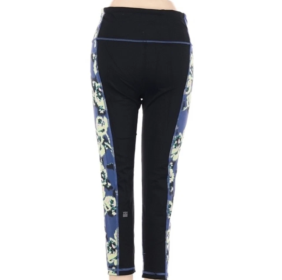 Victorias Secret Mujer S VSX Deportivo Knockout Floral Capri Leggings Azul Amarillo Foto 3 de 4