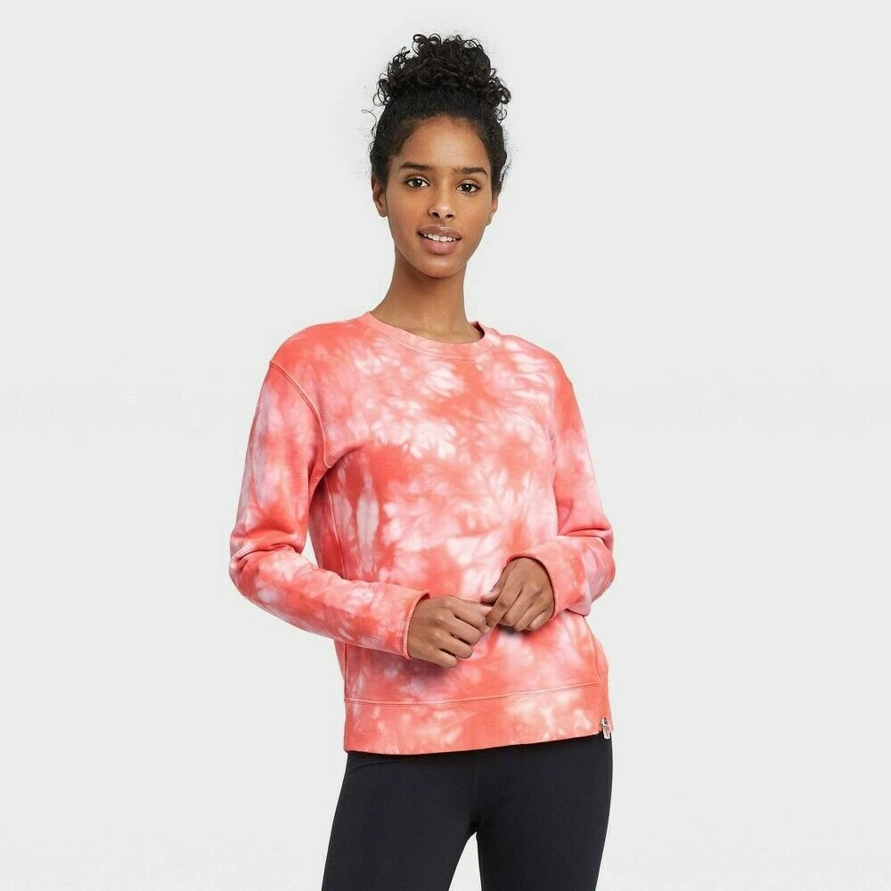 Women s Tie Dye Crewneck Sweatshirt with Asymmetrical Zipper