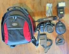 Sony Alpha DSLR-A200 Camera Kit – 2 Lenses, Flash, Charger – Untested As-Is