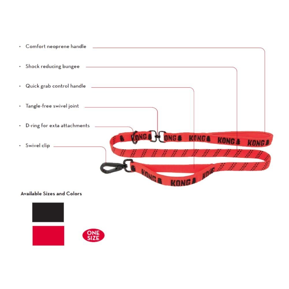 KONG ZeroShock Dog Leash Dog Lead with Shock Absorber 102cm upto
