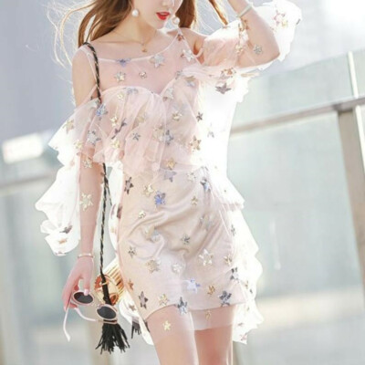 Soft Sequined Stars Tulle  Lace Fabric for Weddings Tutu Dress Mantilla By Yard