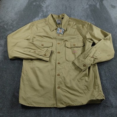 Dickies Hemd Herren Medium Khaki Baumwolle Heritage 100 Workwear Oberteil mit Etikett