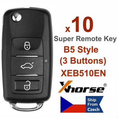 10x Xhorse XEB510EN Super Remote Key for B5 Flip 3 Buttons for VVDI KEY MAX PRO