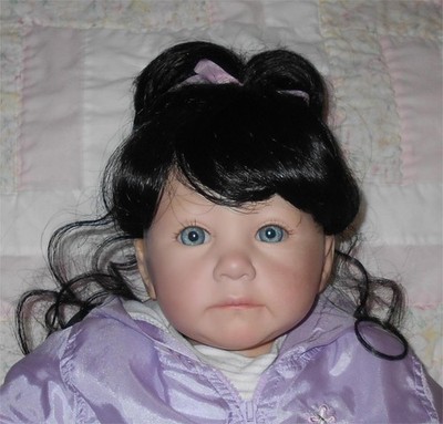 Monique LYDIA Doll Wig SIZE 14/15 BLACK High Up Ponytail & Full Bangs NWT