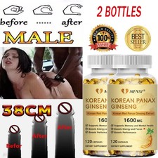 Korean Red Panax Ginseng 1600mg Capsules - Extra Strength Highest Potency 2PACKS