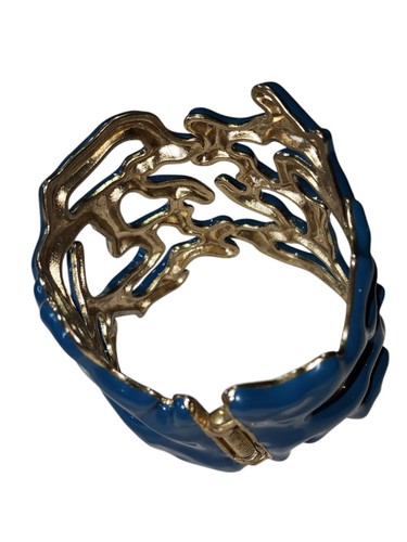 KJL ? Stil türkis blau Koralle Zweig emailliert Manschette verstellbar goldfarben Armband - Bild 8 von 11