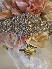 Rhinestone Bridal Wedding Sash Belt Crystal Beads Pearls Wedding Prom 108