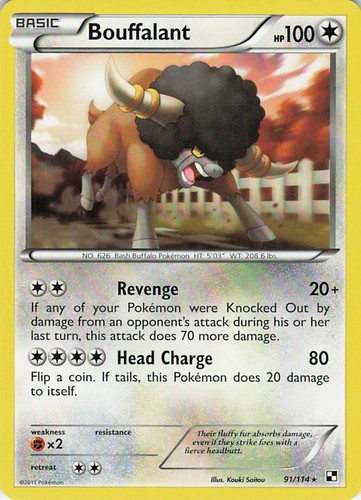 Bouffalant 91/114 Rare Black & White Pokemon Lightly Played