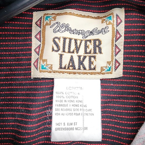 Vintage 80s Wrangler Silver Lake Top Womens M Red Black Long Sleeve Western - Picture 4 of 8