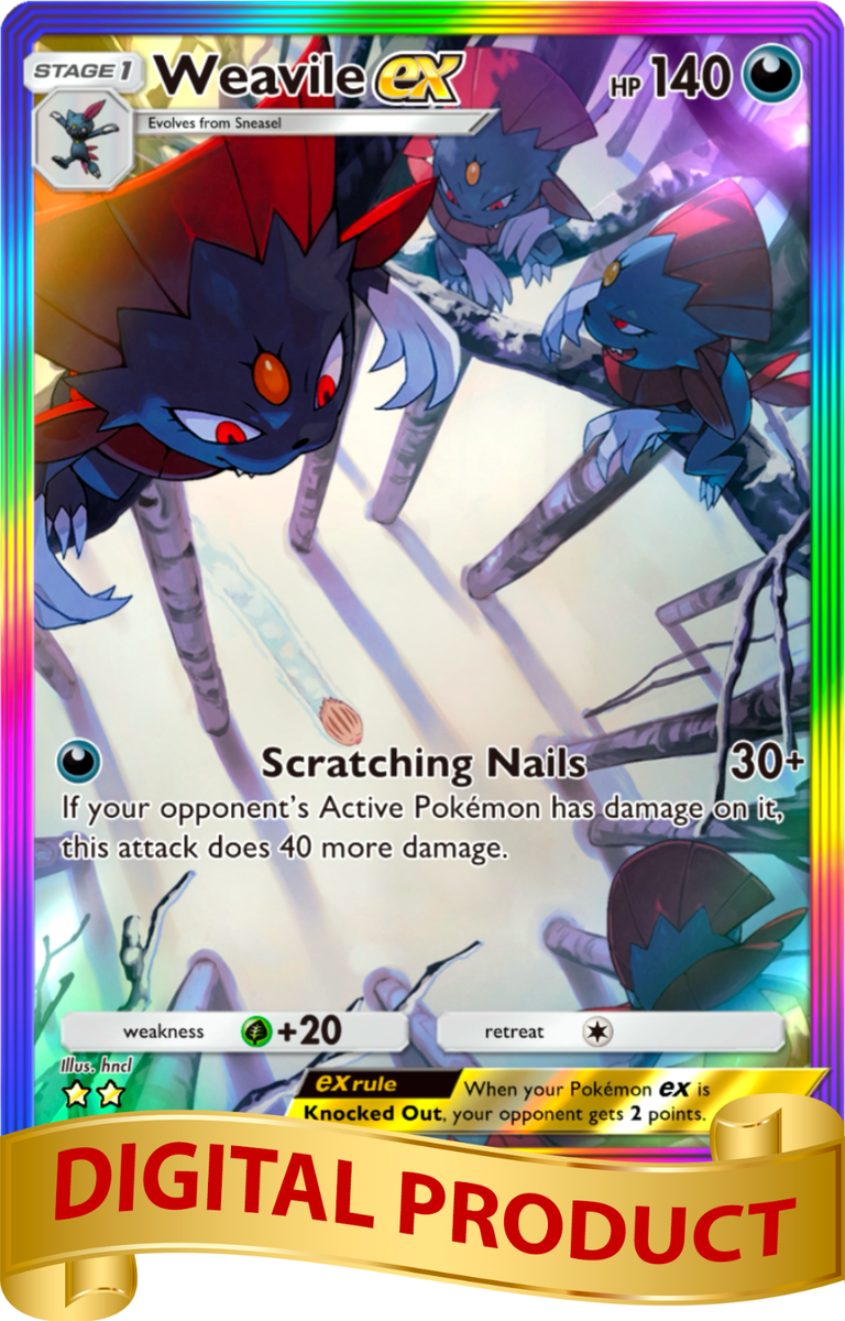 weavile pokemon card Pokemon Pocket TCG Card 2 Star Full Rainbow Weavile EX Space Smackdown  DIGITAL