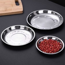 Reusable Brushed Metal Dinner Plates-Stainless Steel round Plates,Dinner Plate