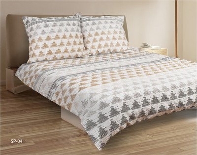 Satin-Bettwäsche 220x200 04A Premium, Dreiecke, weiß-grau-schwarz-beige, Matex