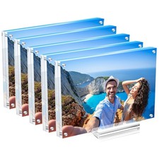 5 Pack 5x7 Acrylic Picture Frame with Magnetic, Frameless Double Sided Clear ...