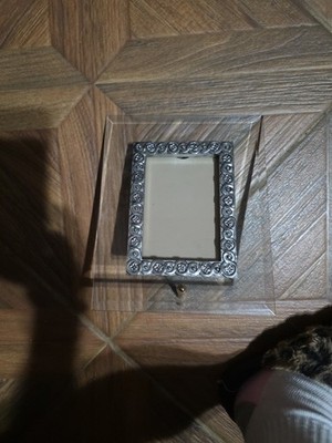Beautiful Glass And Flower Pewter Frame