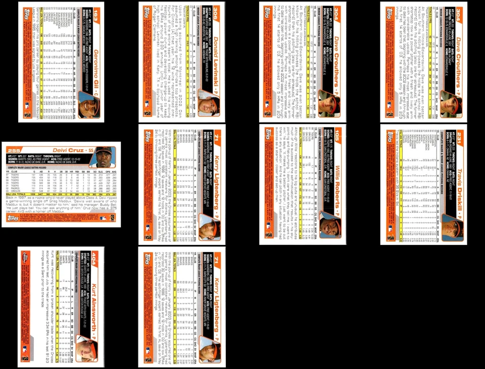Lote de tarjetas 2004 Topps Baltimore Orioles (10) - Última llamada - Recogerlo antes de que yo... Foto 2 de 2