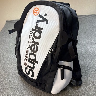 Superdry White Tarp Tech Backpack Travel Sport School Laptop Bag 21L Water Zip