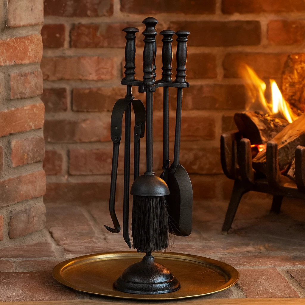 5 Pezzi, Colore: Nero Metallo Hearth Companion-set Da Poker Con Pinze-pala - Foto 5