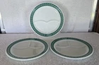 Vintage Pyrex Corning Laurel Leaf Divided Plate Milk Glass Green Set 2
