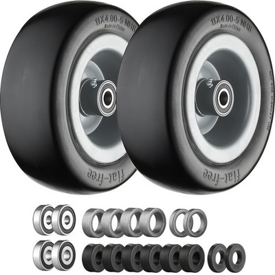 Lawn Mower Tires 11x4.00-5 Flat Free Gray Rim 2Pack Zero Turn bearings