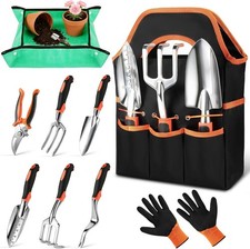 9-Piece Garden Tools Set Heavy Duty Stainless Steel Kit with Ergonomic Handles