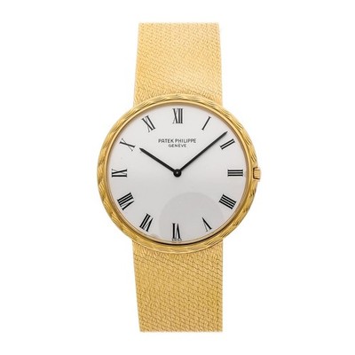 Patek Philippe Vintage Calatrava Gold Auto 35mm Silver Dial Bracelet 3588/2