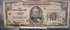 1929 $50 Fifty Dollar National Currency Note Federal Reserve Chicago *q13*