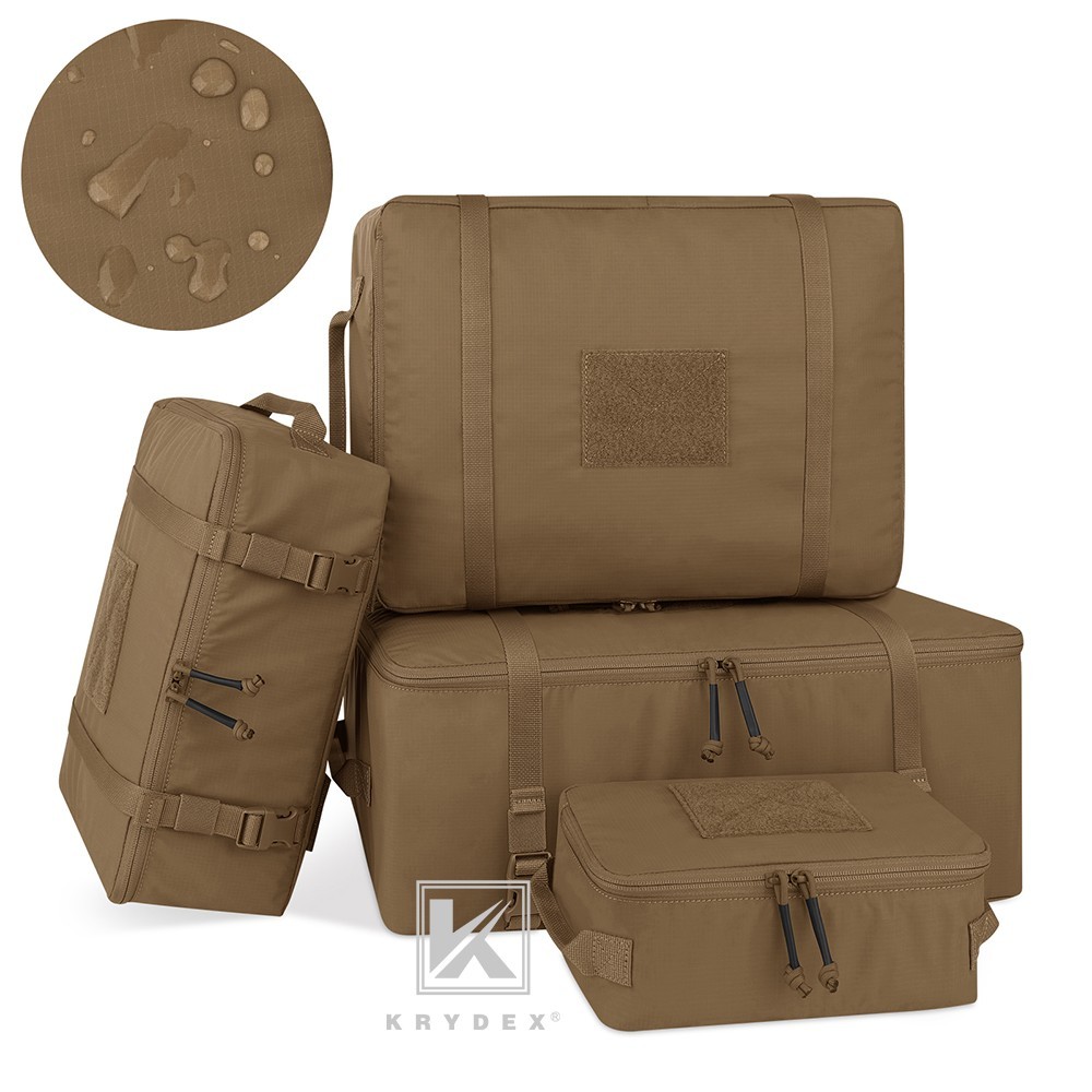 KRYDEX Tactical 4pcs Modular Pouch Set Outdoor Backpack Organizer Travel Pack CB