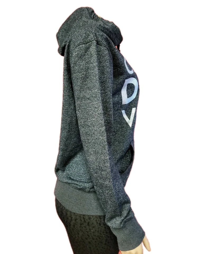 Celine Dion Las Vegas Sudadera con Capucha Brillo Metálico Talla M Gris Negro #W7 Foto 3 de 4