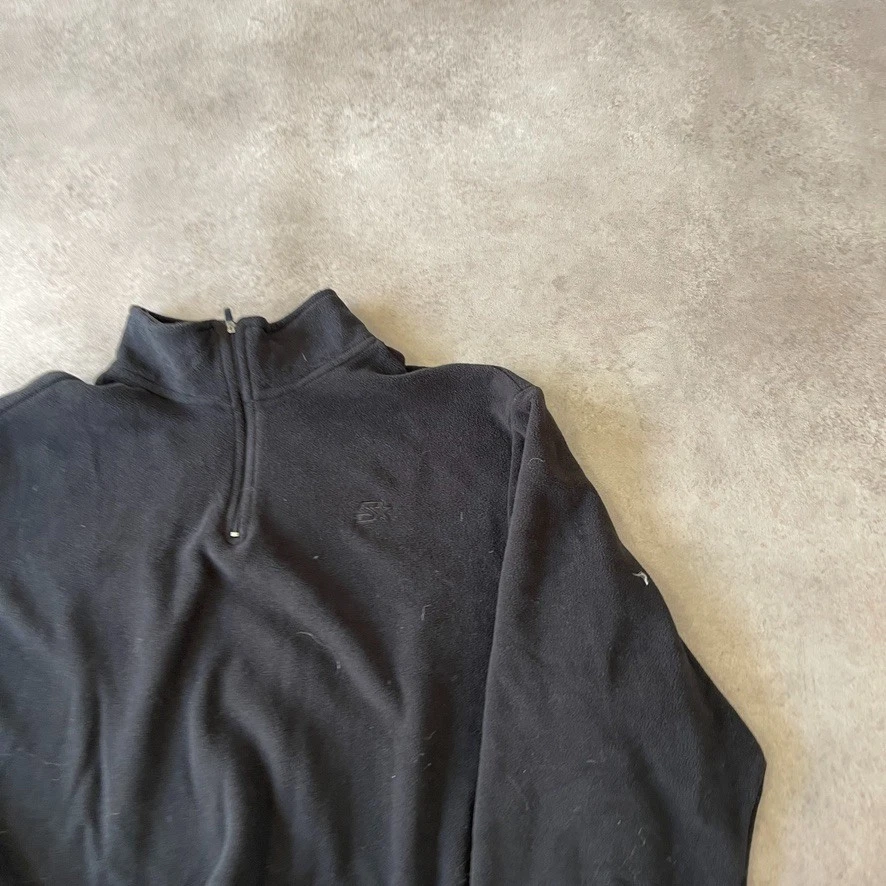 Starter Fleece Mens XL Y2K 1/4 Quarter Zip Pull Over Sweatshirt, Black - Image 2 of 4