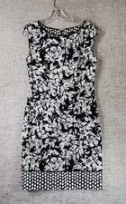 Ann Taylor Sleeveless Sheath Dress Womens 4 Black White Abstract Sleeveless NWI